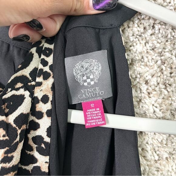 Vince Camuto Dress Women’s 12 Cheetah Print Sleeveless Halter High-Low Midi NWT - Picture 6 of 10